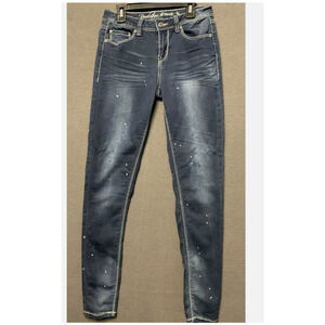 Revolution & Revolt Jeans Womens 3/4 Skinny Distressed Paint Splatter Juniors